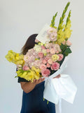 FLOWERS BOUQUET WITH HYDRANGEAS AND  “ESSENCE”