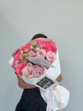 FLOWERS BOUQUET WITH ROSES AND EUSTOMA “WANDERLUST”