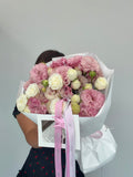 FLOWERS BOUQUET WITH ROSES AND EUSTOMA
