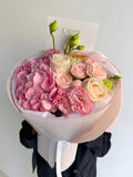 FLOWERS BOUQUET WITH HYDRANGEAS PINK “HAYAT”