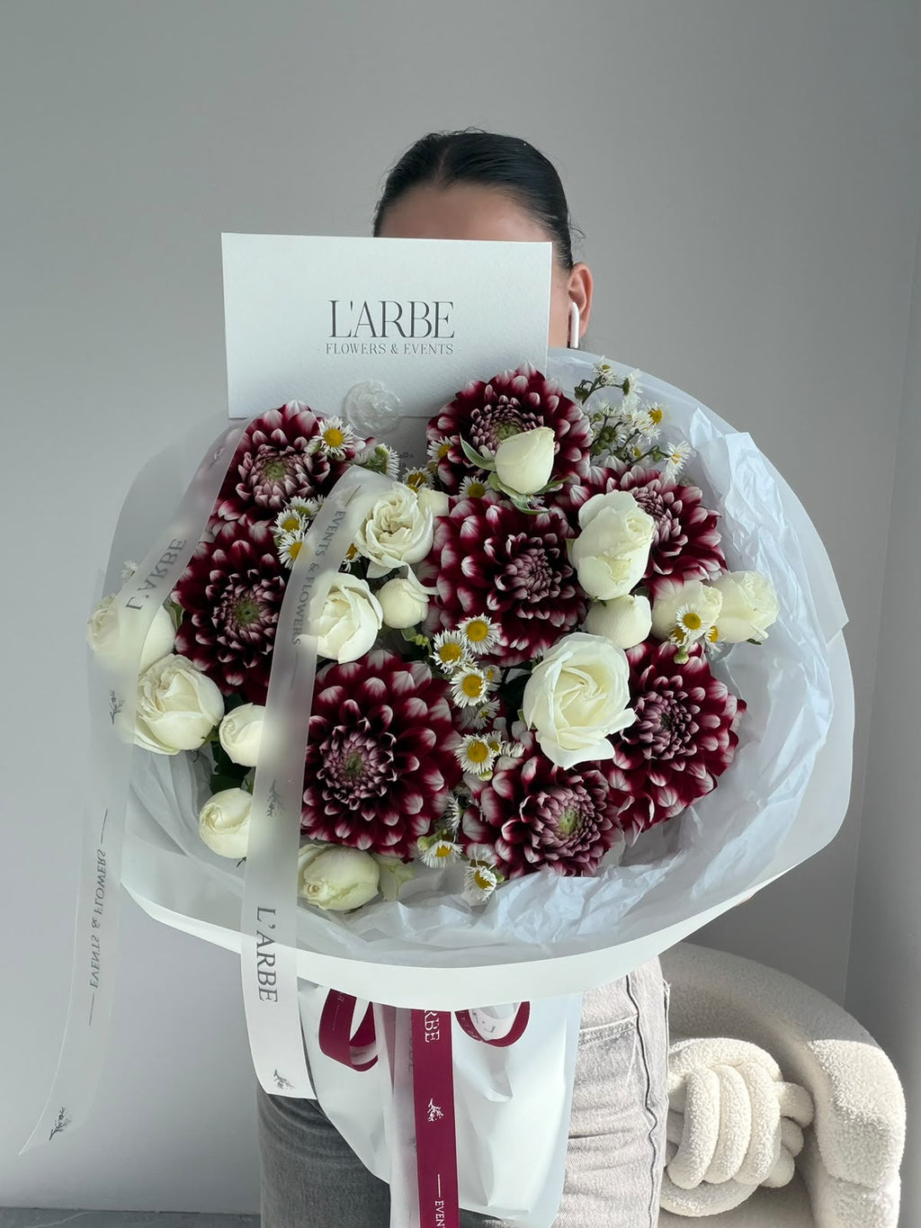 FLOWERS BOUQUET WITH DAHLIAS AND ROSES “SERAPHINE”