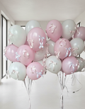 AIR BALLOONS SET PINK AND WHITE WITH RIBBONS