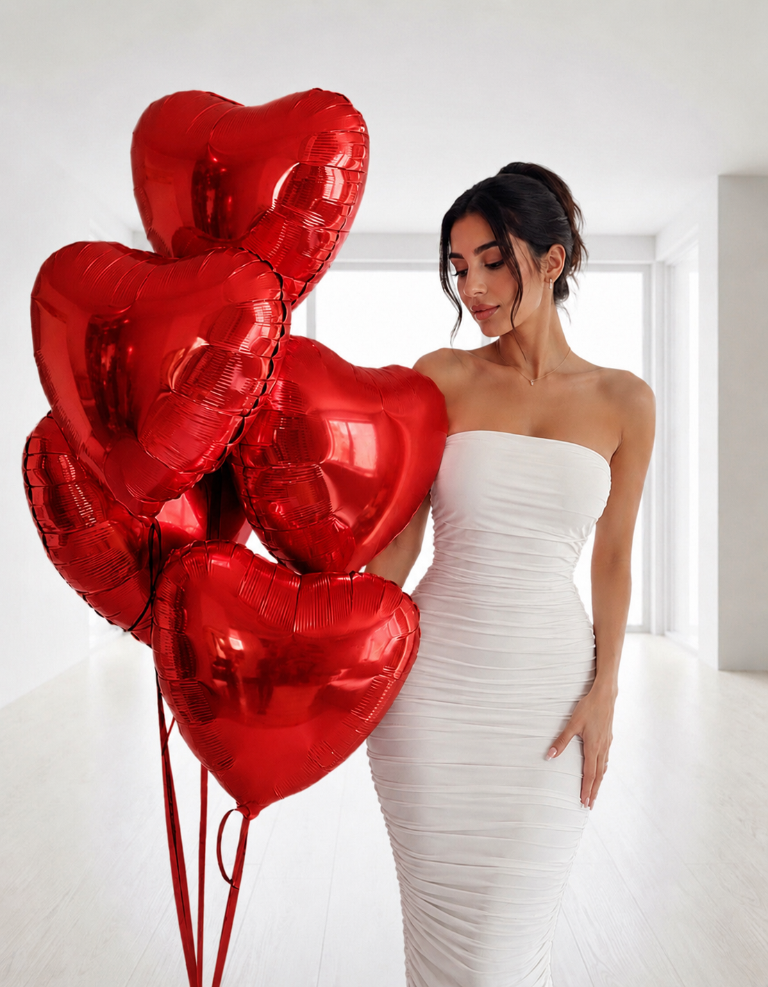 AIR BALLOONS “HEARTS RED” 5 PCS