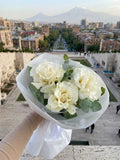 FLOWERS BOUQUET WITH ROSES AND EUCALYPTUS