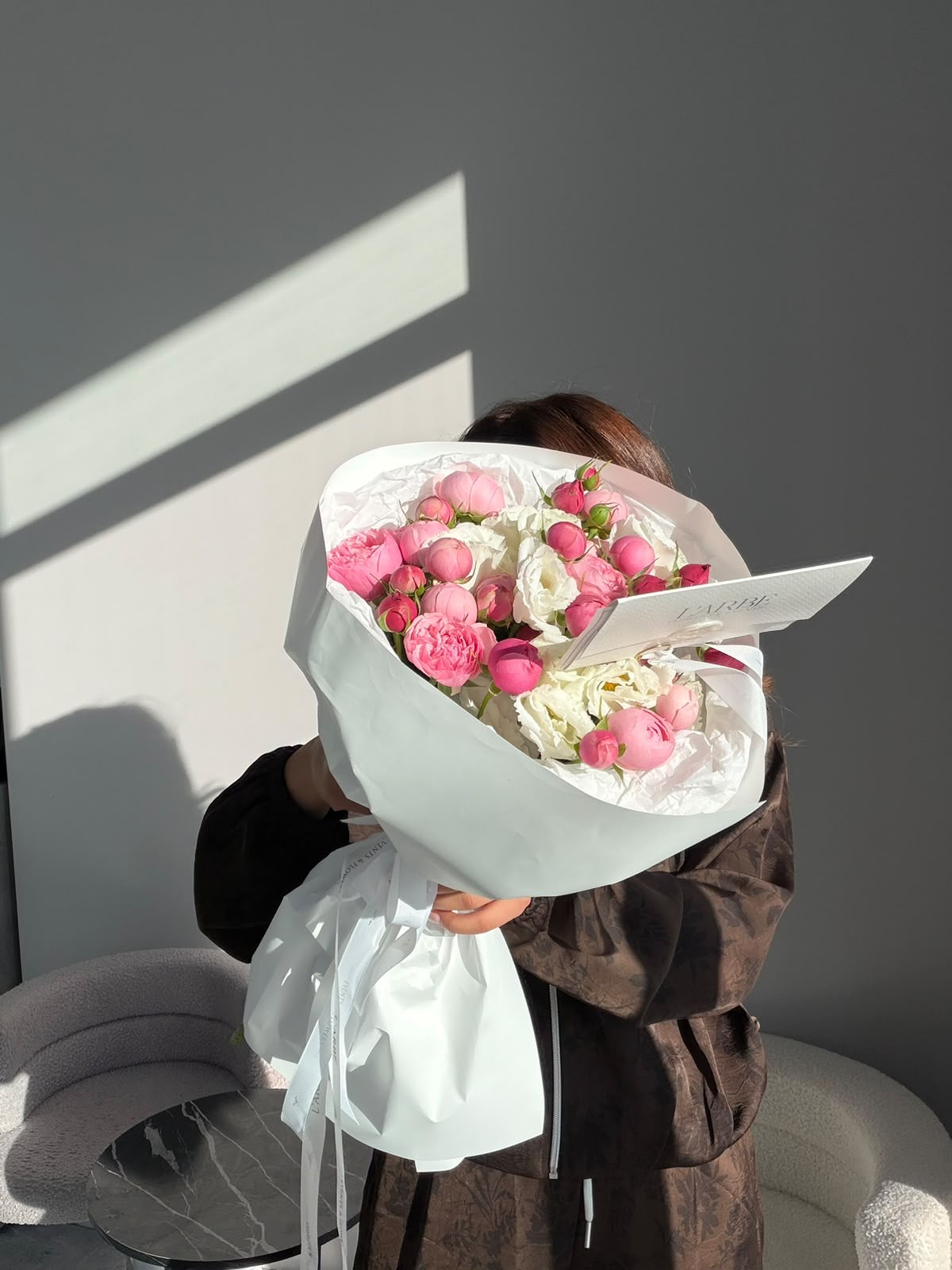 FLOWERS BOUQUET WITH ROSES AND EUSTOMAS “ROSAMELE”