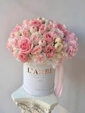 WHITE BOX WITH PINK FLOWERS “JADORE”