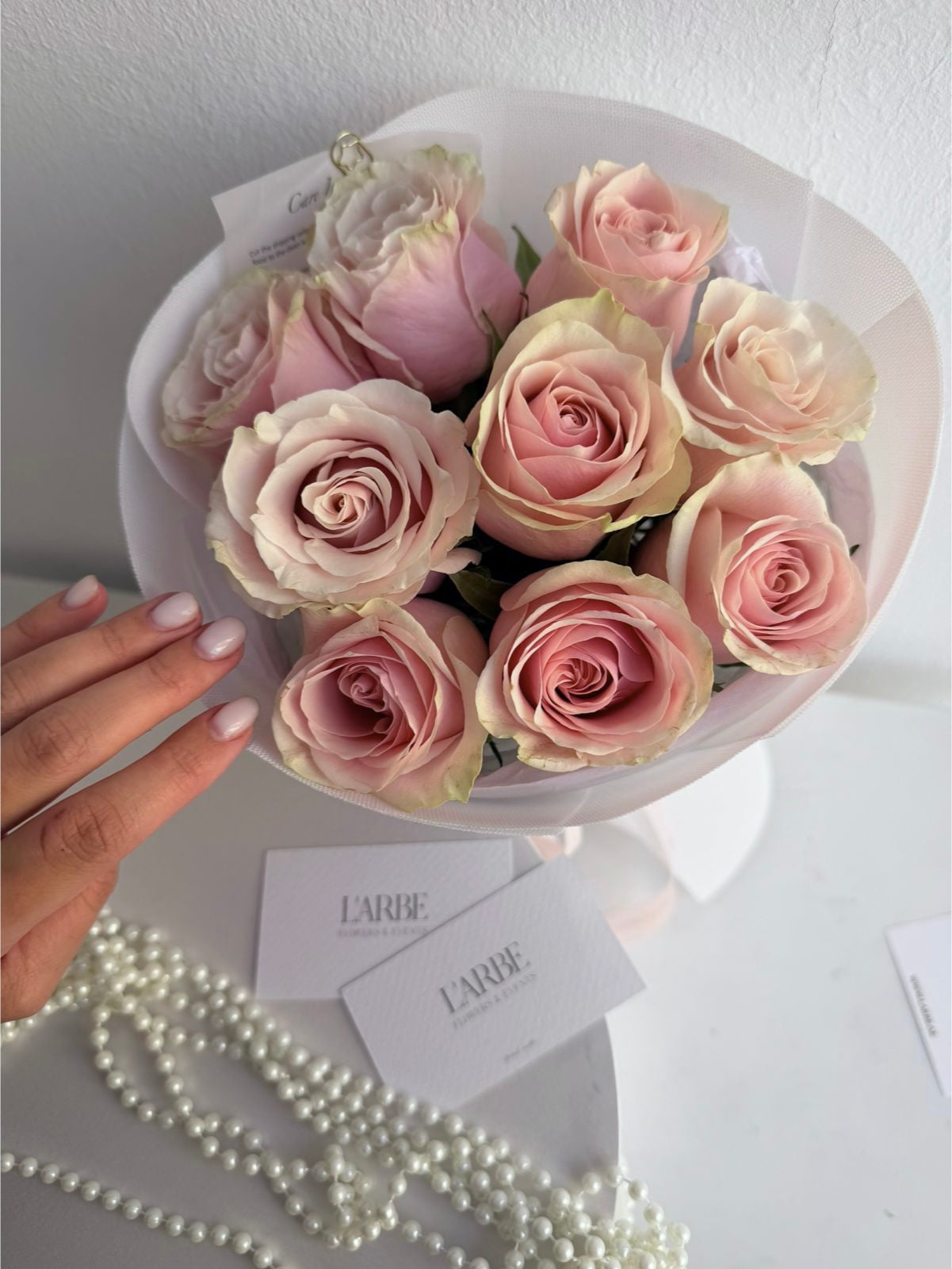 FLOWERS BOUQUET WITH PINK ROSES 9 PCS