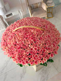 HUGE BASKET WITH PINK ROSES 501 PCS