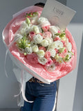 FLOWERS BOUQUET WITH PEONY ROSES EUSTOMA “LA MUSE”