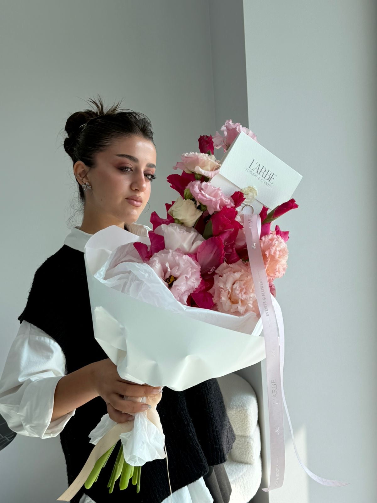 PINK FLOWERS BOUQUET WITH GLADIOLUS