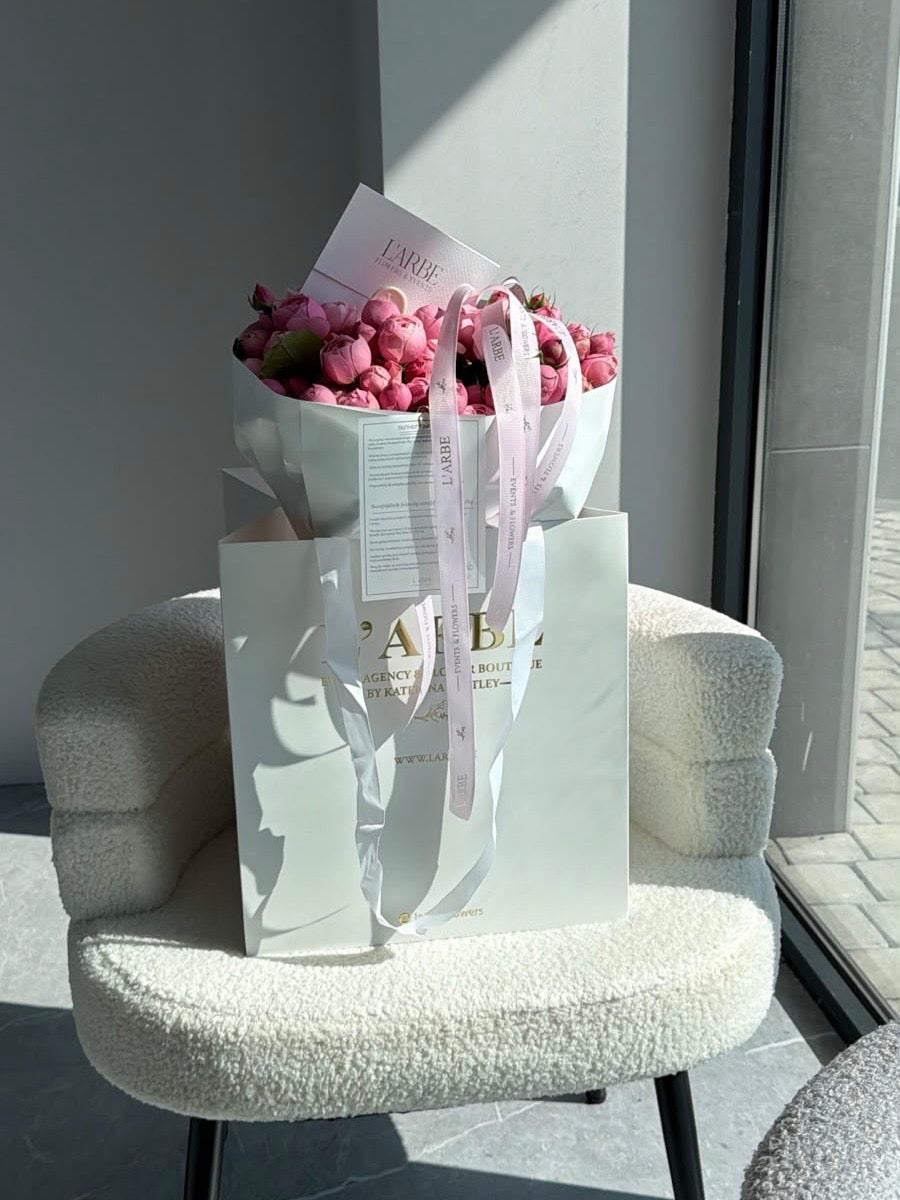 FLOWERS BOUQUET WITH BOMBASTIC PEONY ROSES 19 PCS