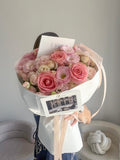 PINK FLOWERS MIX WITH EUSTOMA “BALASH”