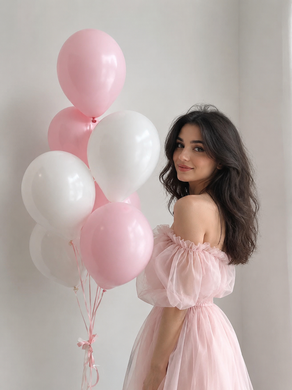 AIR BALLOONS PINK AND WHITE 7 PCS