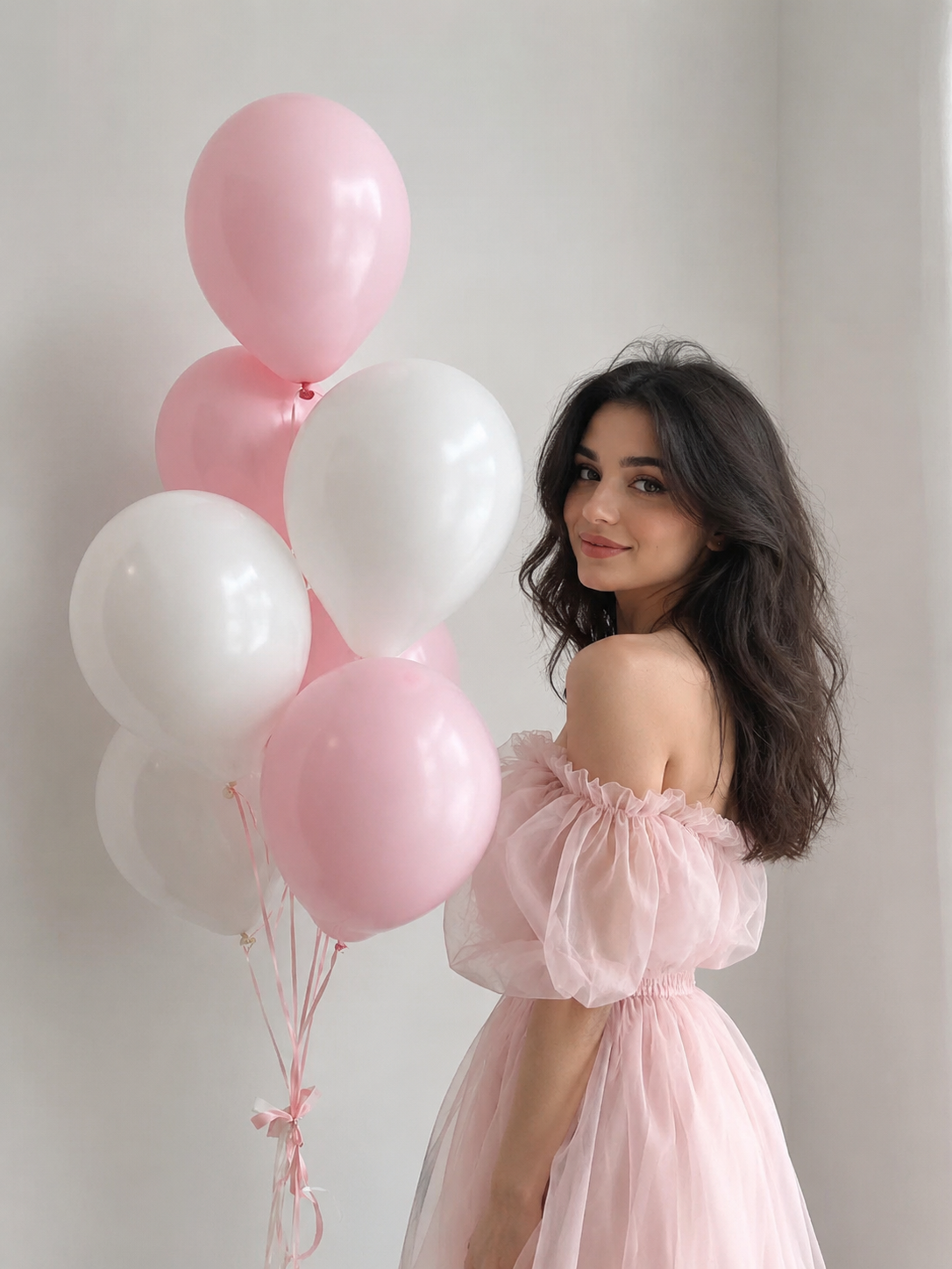 AIR BALLOONS PINK AND WHITE 7 PCS