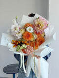 FLOWERS BOUQUET WITH BRIGHT MIX WITH DAHLIAS
