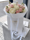 FLOWERS BOUQUET WITH ROSES AND MATTHIOLA