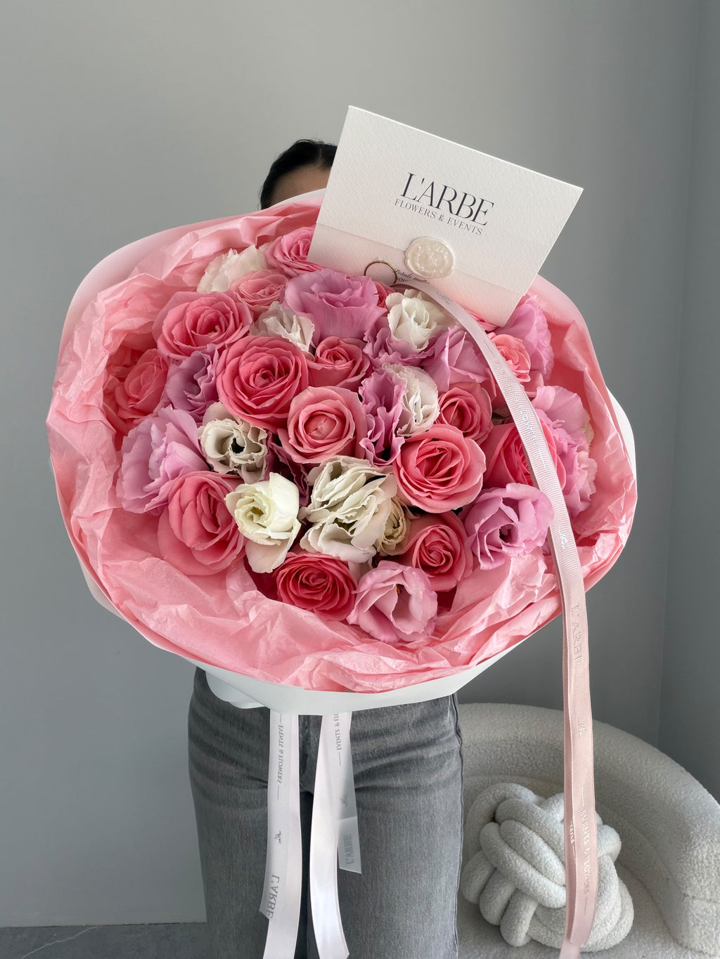 FLOWERS BOUQUET WITH ROSES AND EUSTOMA “ANAIS”