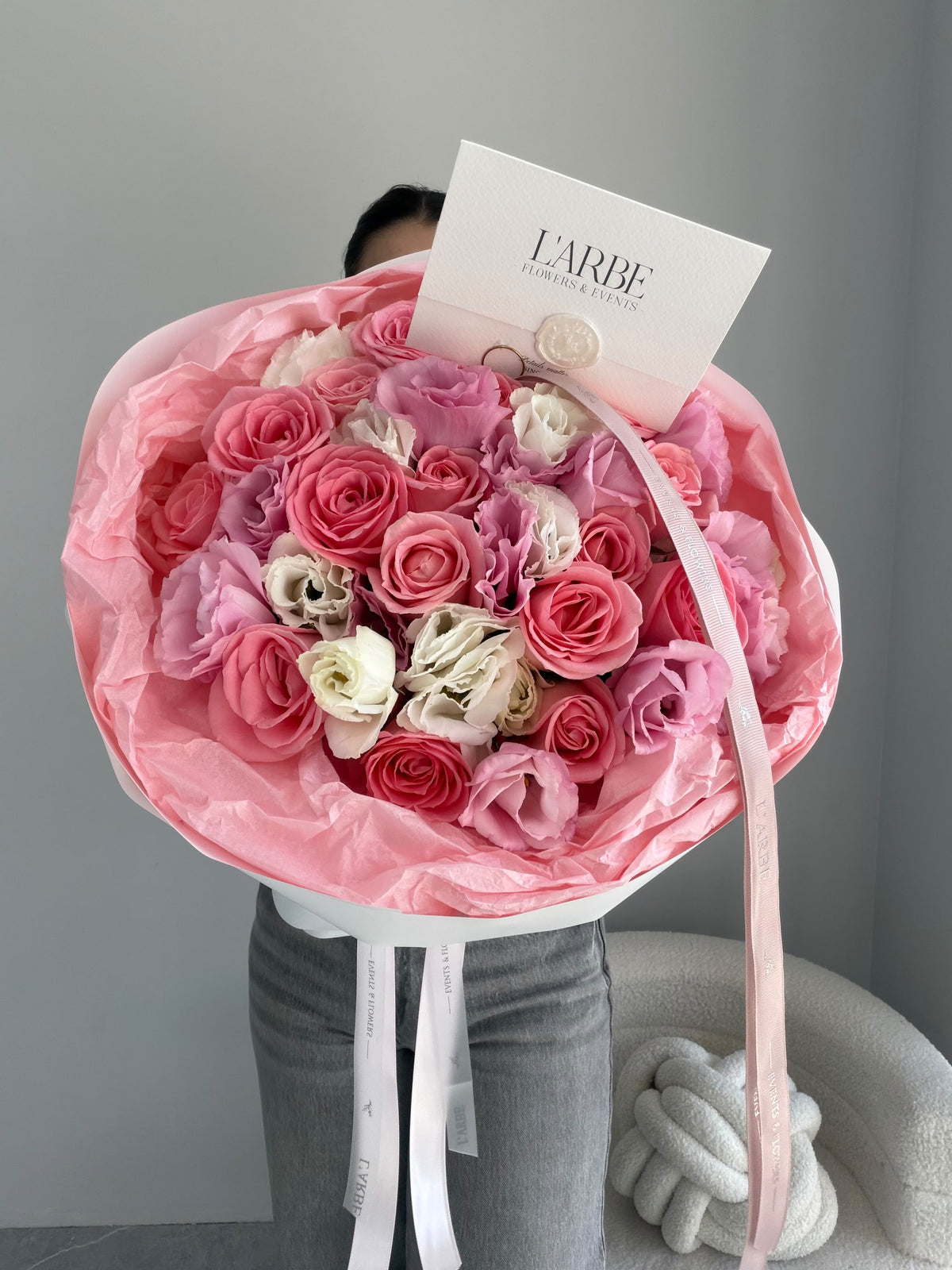 FLOWERS BOUQUET WITH ROSES AND EUSTOMA “ANAIS”