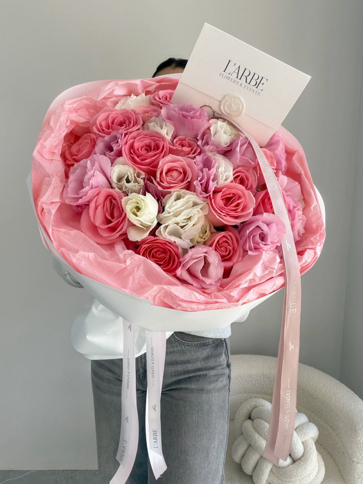 FLOWERS BOUQUET WITH ROSES AND EUSTOMA “ANAIS”