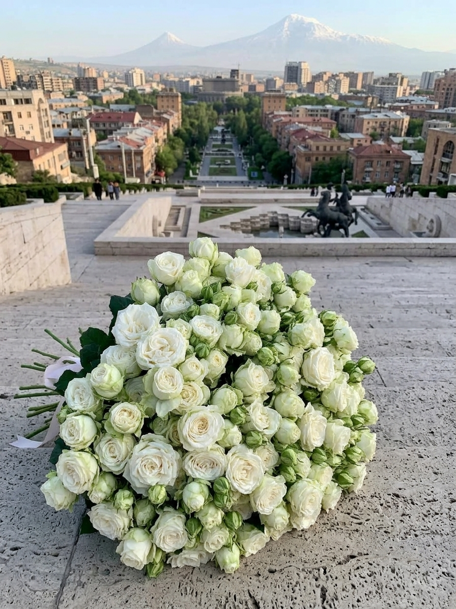 FLOWERS BOUQUET WITH ROSES WHITE 17 PCS