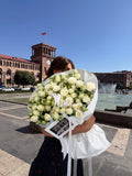 FLOWERS BOUQUET WITH WHITE ROSES 11 PCS