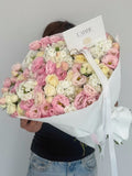 FLOWERS BOUQUET MIX WITH ROSES AND EUSTOMAS