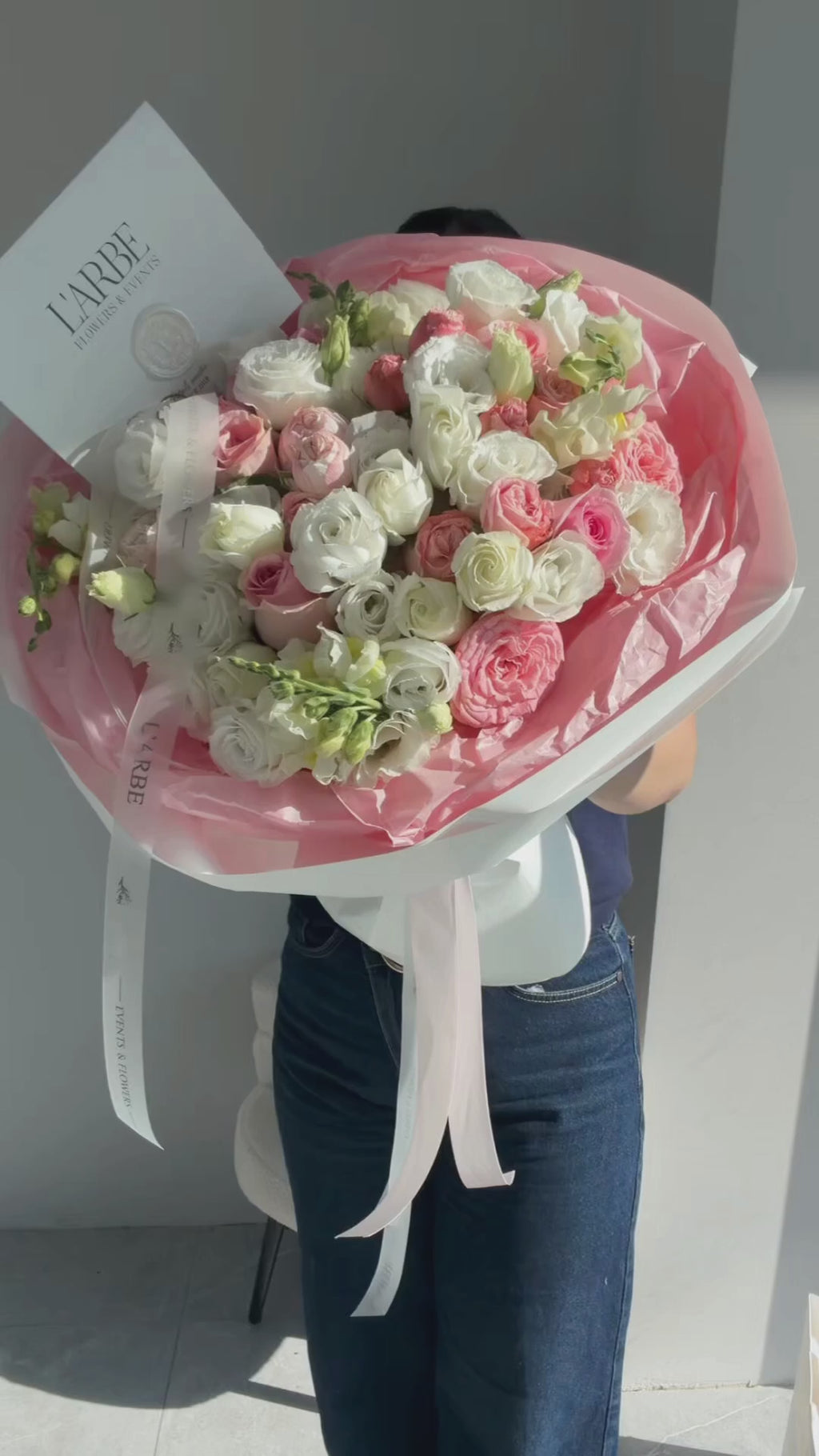FLOWERS BOUQUET WITH PEONY ROSES EUSTOMA “LA MUSE”