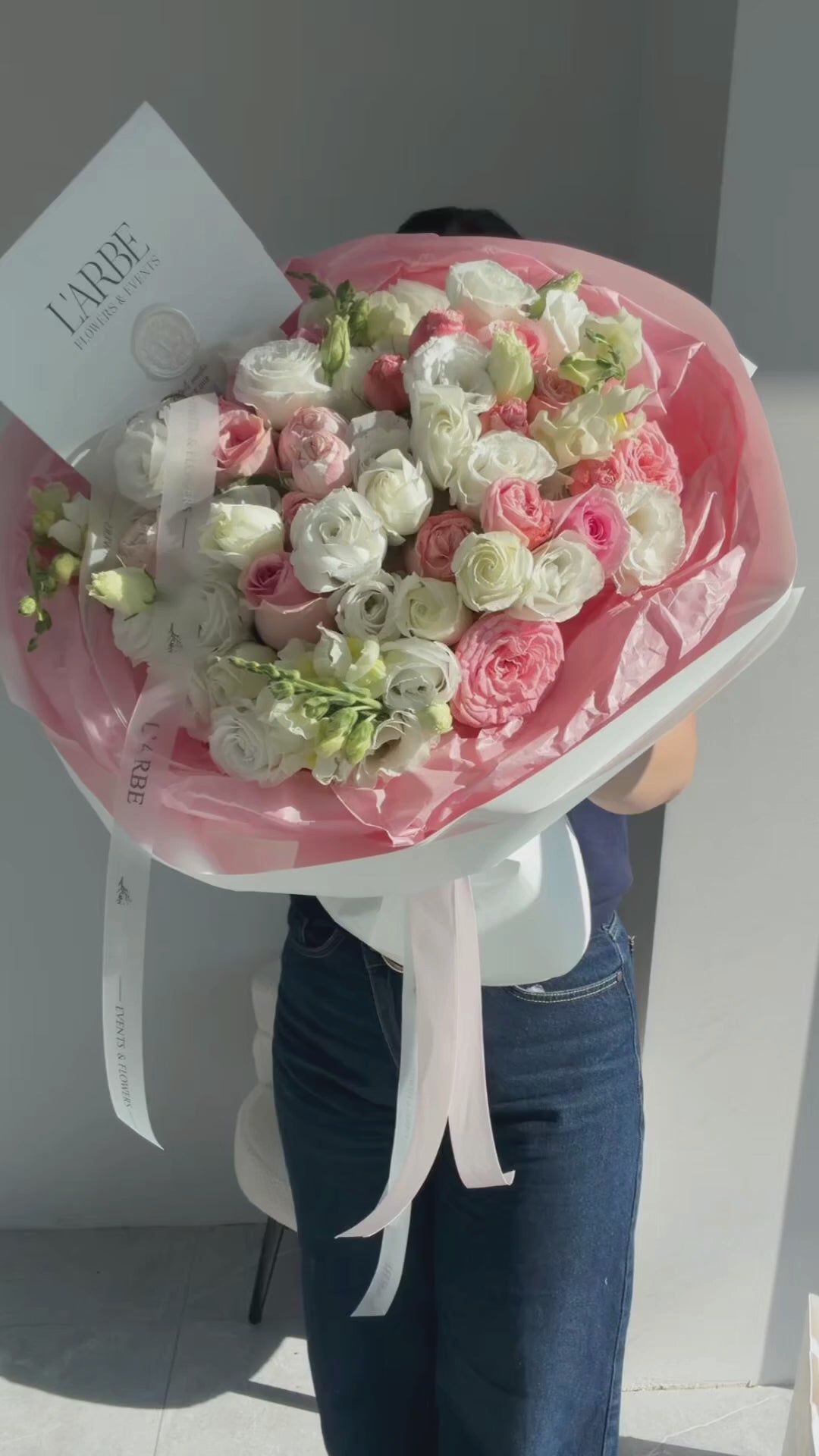 FLOWERS BOUQUET WITH PEONY ROSES EUSTOMA “LA MUSE”